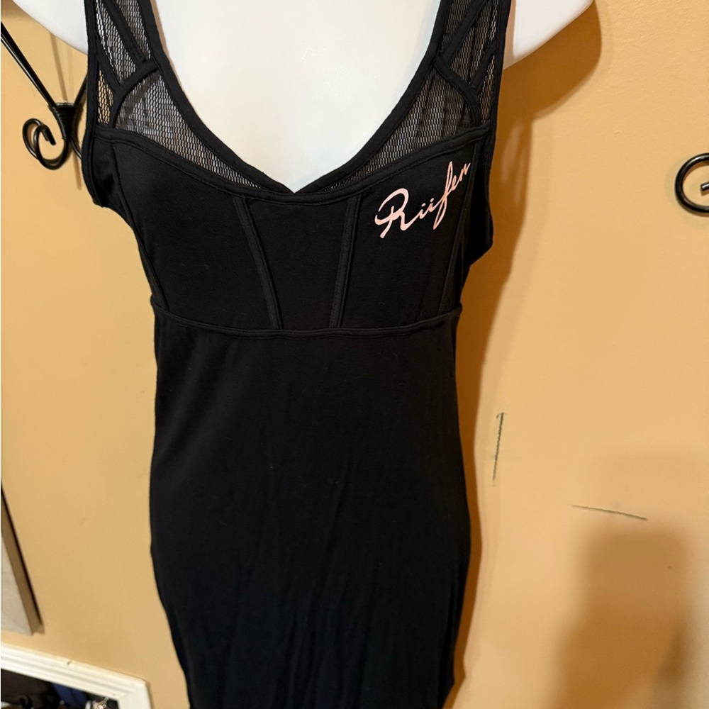 Black Mesh Accent Mini Dress